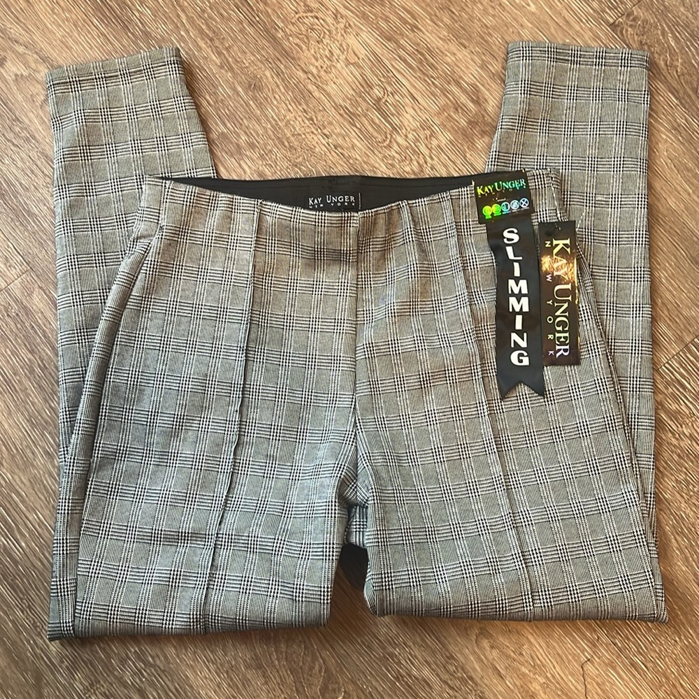 Kay Unger Black and White Checkered Trousers